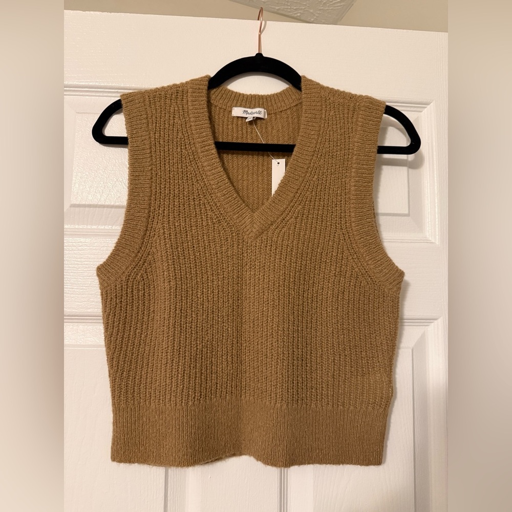 Madewell Camel V-Neck Sweater Vest